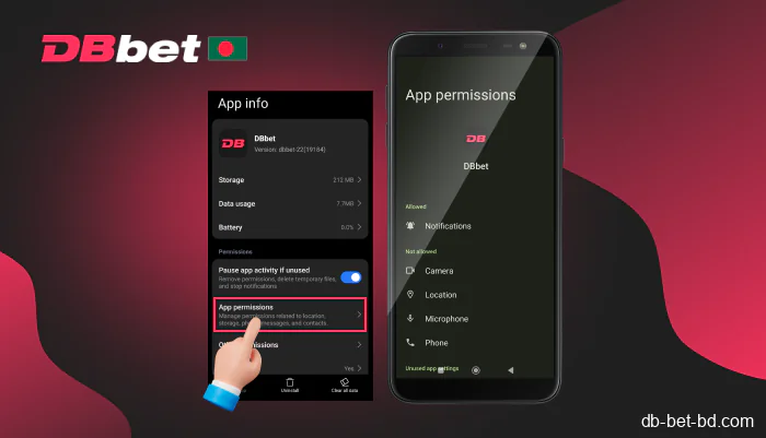 In your phone settings check the permissions for the app, step 5